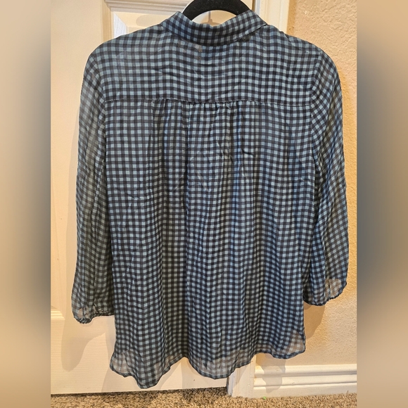 Johnny Was Jade Women Blk &Blue Sheer Button Dawn Top XS - Picture 2 of 6